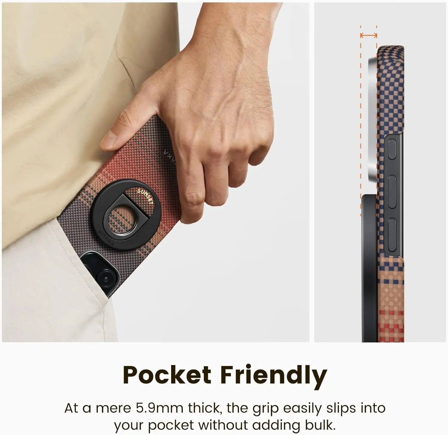 PITAKA Anello di Supporto MagSafe Phone Grip Rotazione di 360 Gradi Magnetico per iPhone 16 15 14 13 12 Android