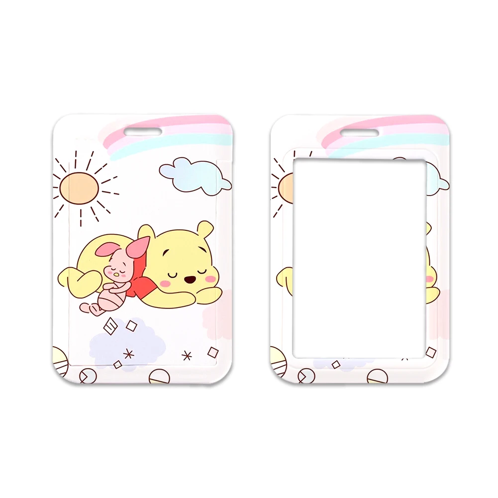 Lovely Cartoon Card Holder Winnie Cute Pooh Bear School Student Keychain Bus Card Case Anime Kids