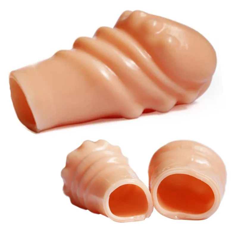 Silicone Reusable Foreskin Glans Cover Penis Extension Device Male Penis Mouth Ring Sex Toy