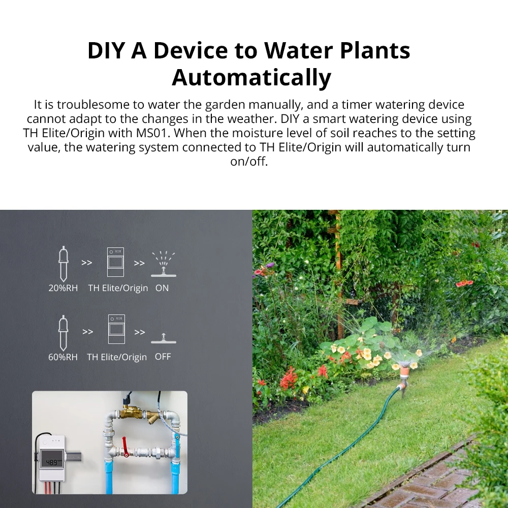 SONOFF MS01 Soil Moisture Sensor Smart Humidity Detector Hygrometer Meter Plants Garden DIY Testing Tool Work for THElite/Origin