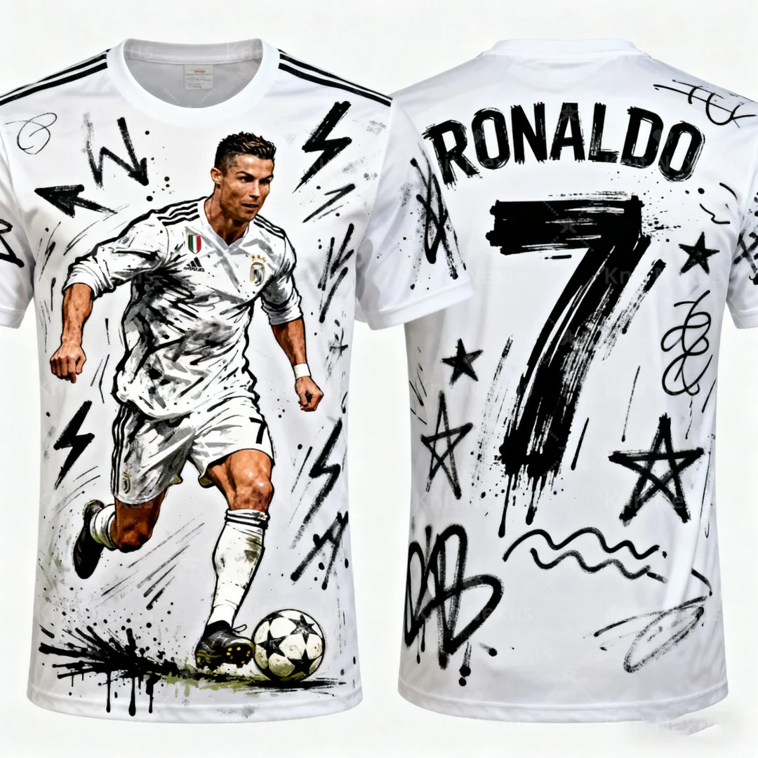 

2025 Ronaldo fan's No. 7 football jersey Autumn Sports Leisure Dry Quickly Men's T-Shirt Children's Clothing Tee Y2k Woman