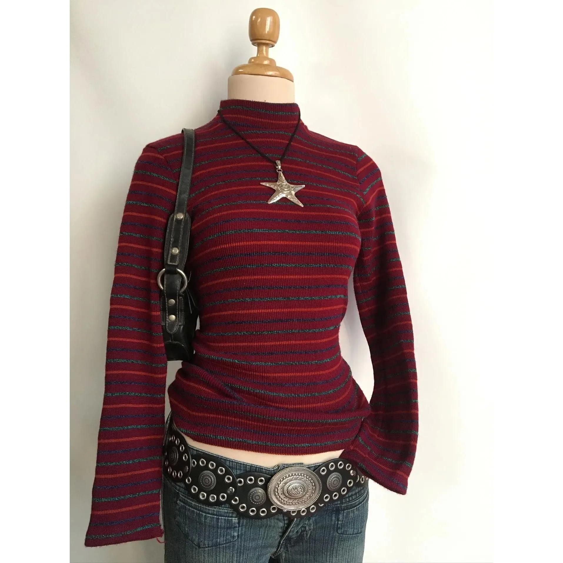 

Женский комплект из топа и свитшота в стиле Harajuku Y2K с полосками, весна 2026, другие материалы, 00% хлопок