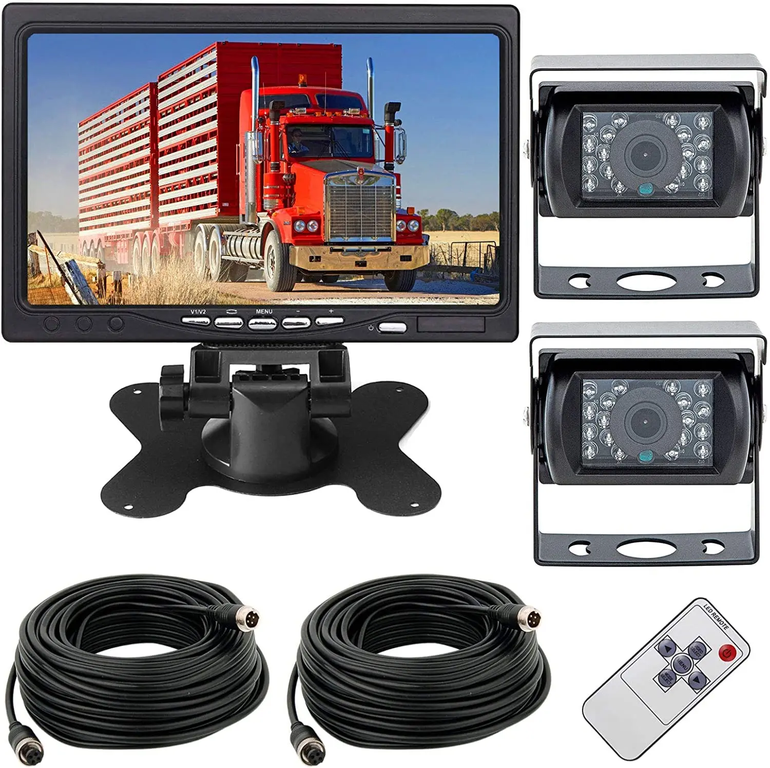 

Bileeko 7" TFT LCD Car Monitor Reverse Rear View Camera with 4 Pin Cables for Large Truck/Bus/RV/Trailer/Tractor/Camper