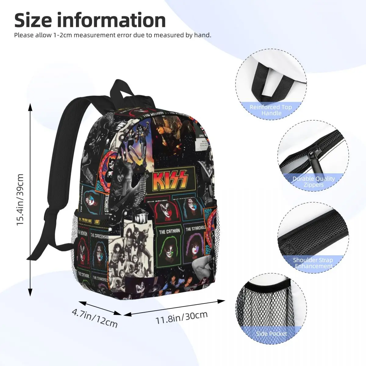 Zaino Heavy Metal Rock Music Band Kiss Vendita calda Zaino Ragazzi Ragazze BookBag Borse a tracolla per uomo Donna Borsa da scuola per bambini