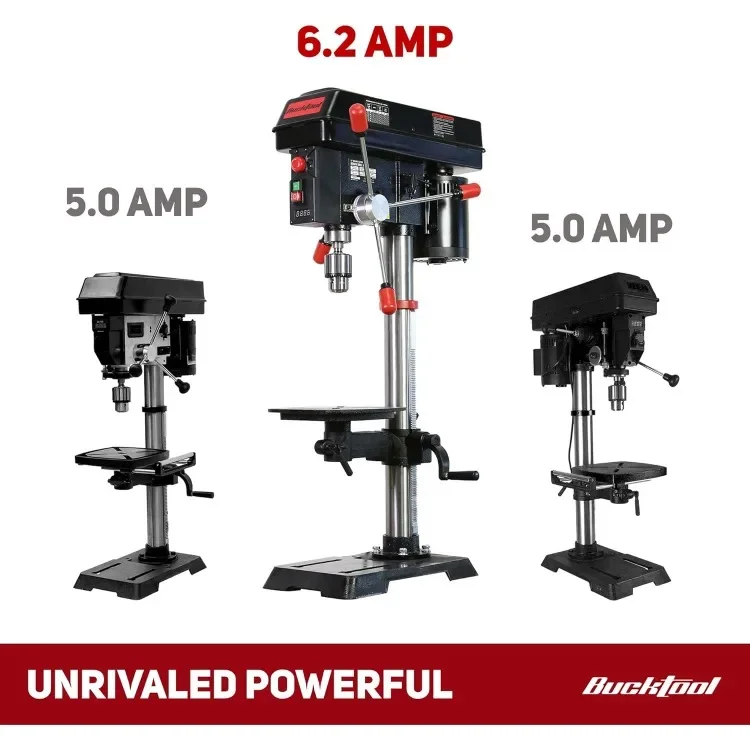 for BUCKTOOL 12 INCH 6.2A Professional Bench Drill Press, 3/4HP Powerful Benchtop Drill Press, Variable Speed Drill Press