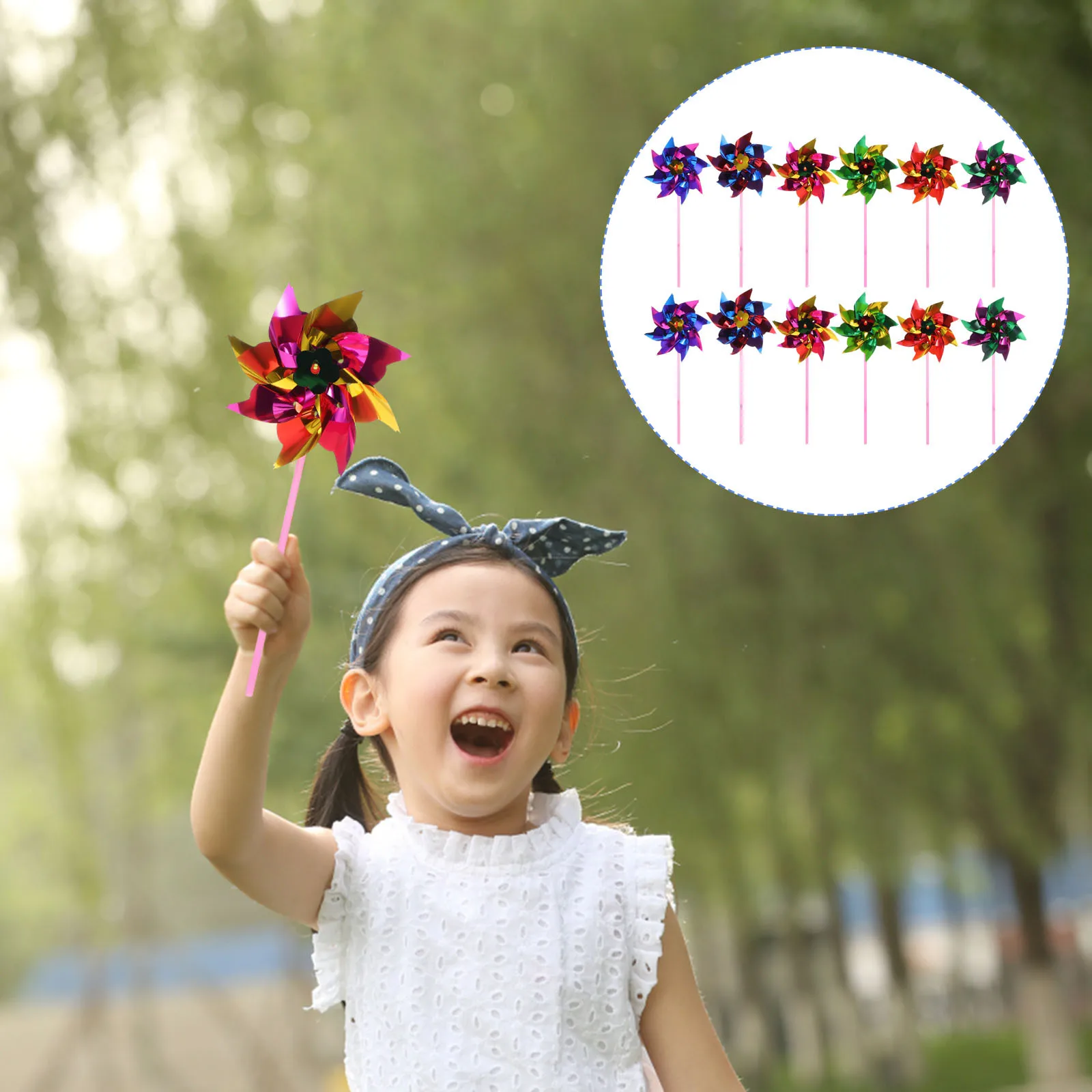 

40Pcs Rainbow Pinwheels Plastic Windmills Garden Lawn Patio Kids Party Decorations Colorful Favors Pinwheels Toy