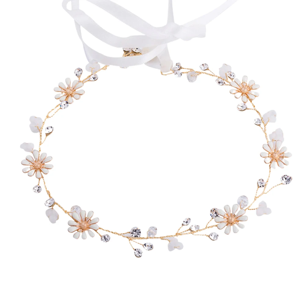 

Hair Band Accessories Elegant Headwear Bride Headband Rhinestone Headwarp Flower Headdress Hair Hoops Ribbon Wedding Party Prom