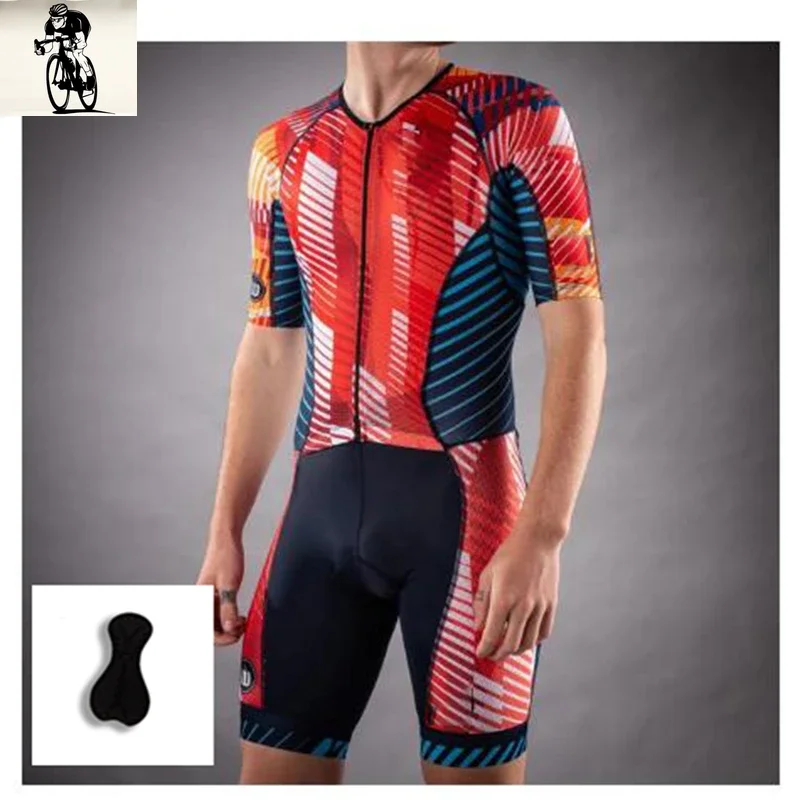 Men Short sleeve Cycling Jersey Triathlon Suit, Mens Short sleeve Triathlon Jumpsuit Running Swimming and Cycling Skin Suit wear