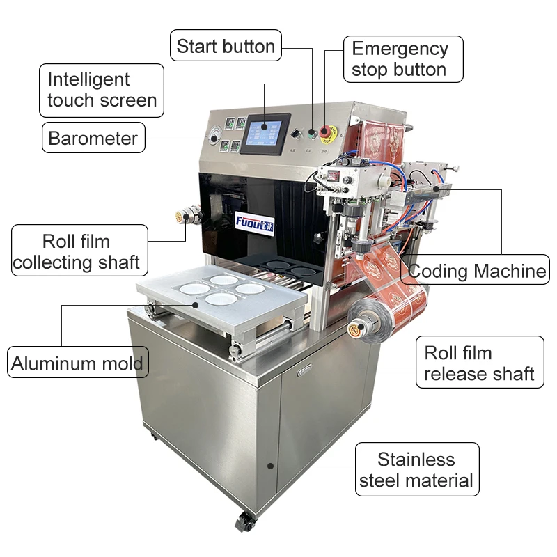 Pork with Salted Vegetable Modified Atmosphere Packaging Machine Plastic Bowl Sealing Machine for Preserved Vegetable Pork