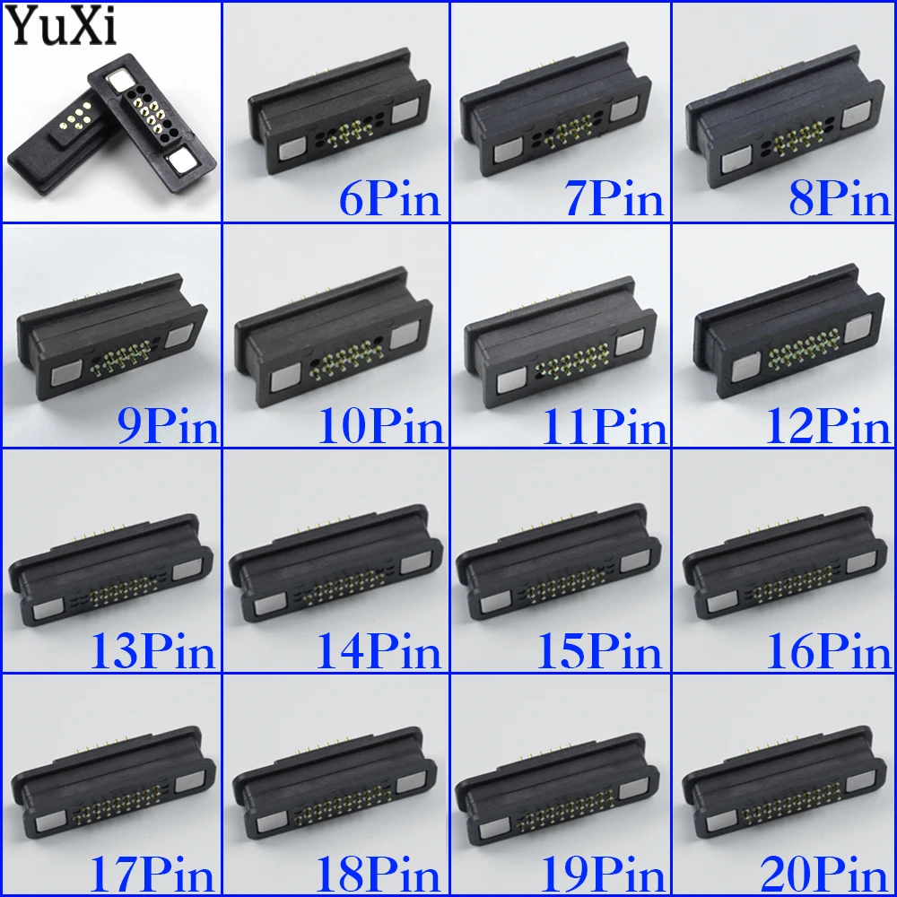 1Pair Waterproof Magnetic Pogo Pin Connector 2A Male Female Spring Loaded DC Power S 13Pin 14P 15P 16P 17P 18P 19Pin 20Pin