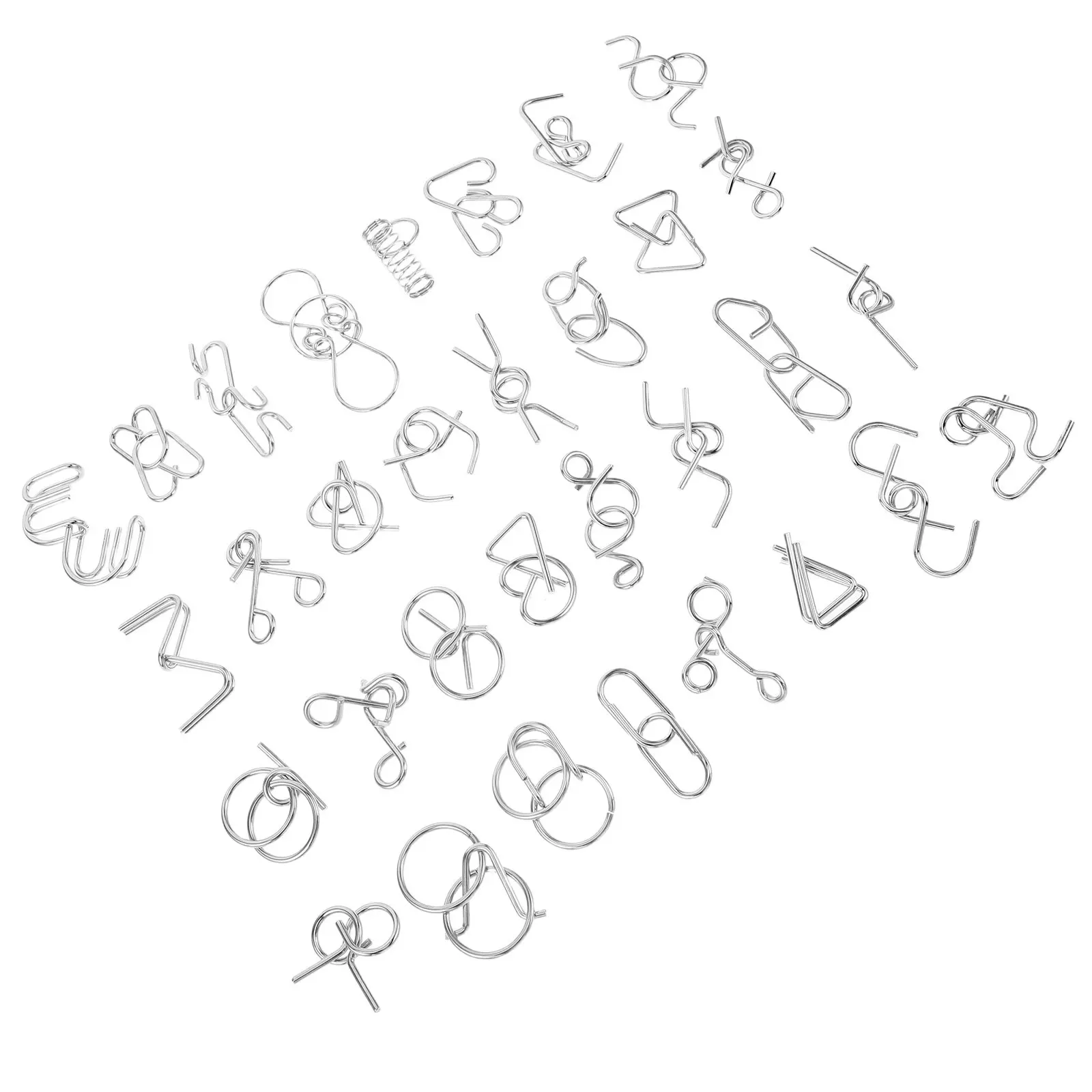 Juego de 32 Rompecabezas de Anillos de Aleación, Desenredador de Metal, Juego de Habilidad Mental, Prueba de IQ, Rompecabezas Chino de Anillos para Familia, Oficina, Viajes
