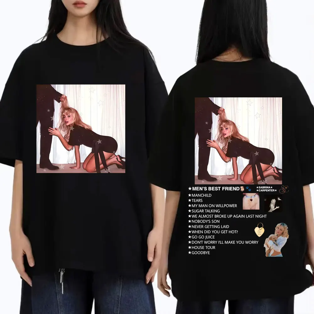 

Singer Sabrina Carpenter Man's Best Friend Graphic T Shirts Men Women Fashion Casual Oversized Streetwear Male Vintage T-shirt