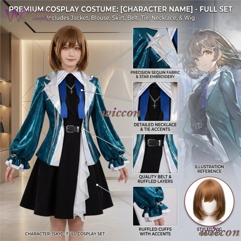 

Arknights Magellan The Melodic Starfarer Cosplay Costume FullSet Glowing Star Trail Cape Mechanical Armored Halloween Woman Suit