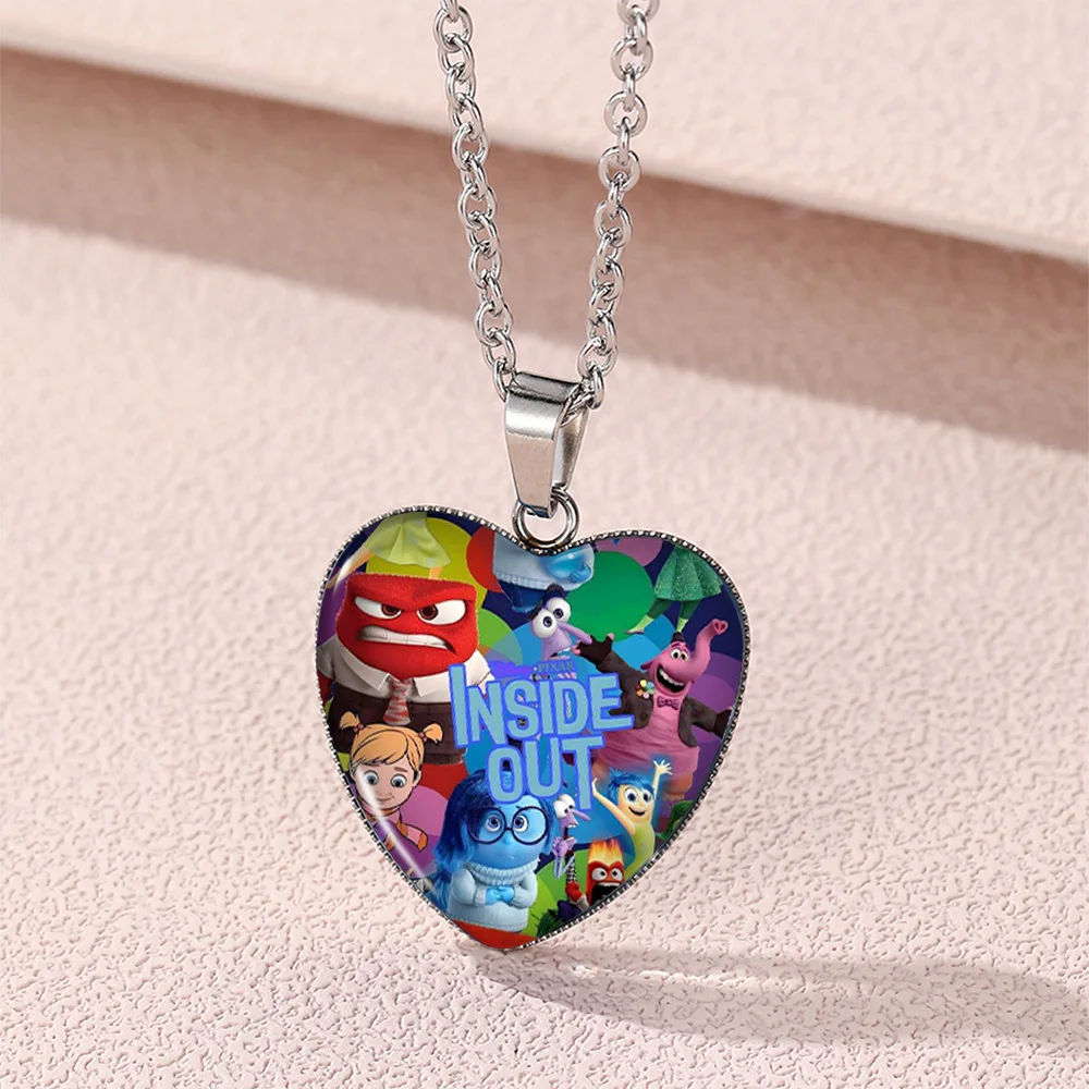 Disney Inside Out 2 Necklace Cartoon Character Anger Disgust Fear Anxiety Envy Joy Ennui Sadness Cute Accessories Gifts