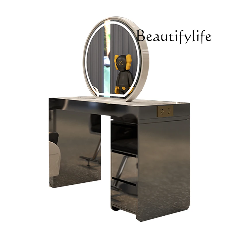 Fashion Shop Barber Shop Dressing Table round Hair Salon Hair Cutting Mirror Single Double-Sided Hot Dyeing Area for Hair Salon