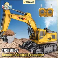 RC Car 17CH Remote Control Construction Excavator Vehicle Children's Wireless Crawler Multifunctional Trcuk Toys for Boys Gifts