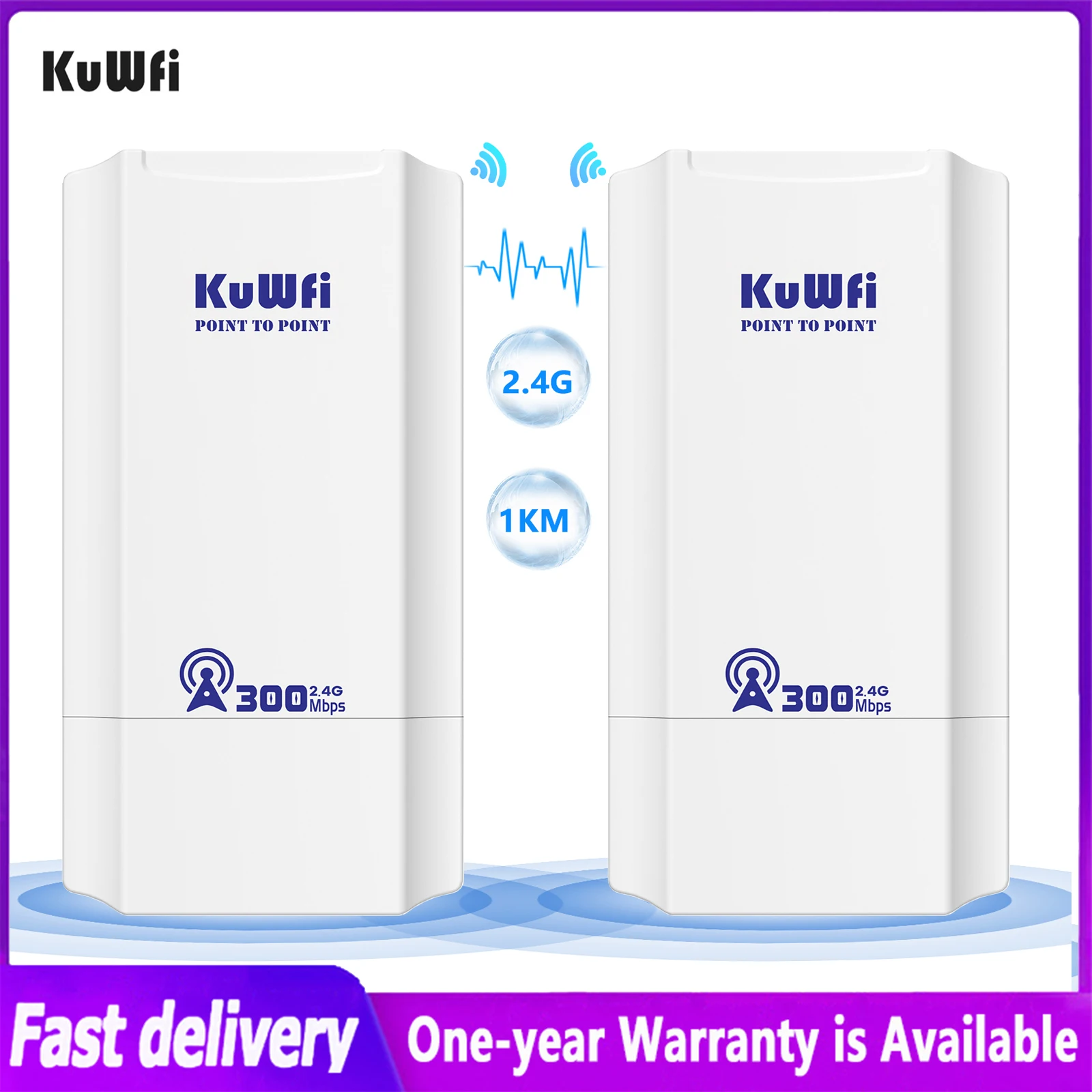 KuWFi 2.4G Wireless Bridge 300Mbps Router Point to Point 1KM Outdoor Long Range Repeater/Wifi Signal Amplifier For Camera