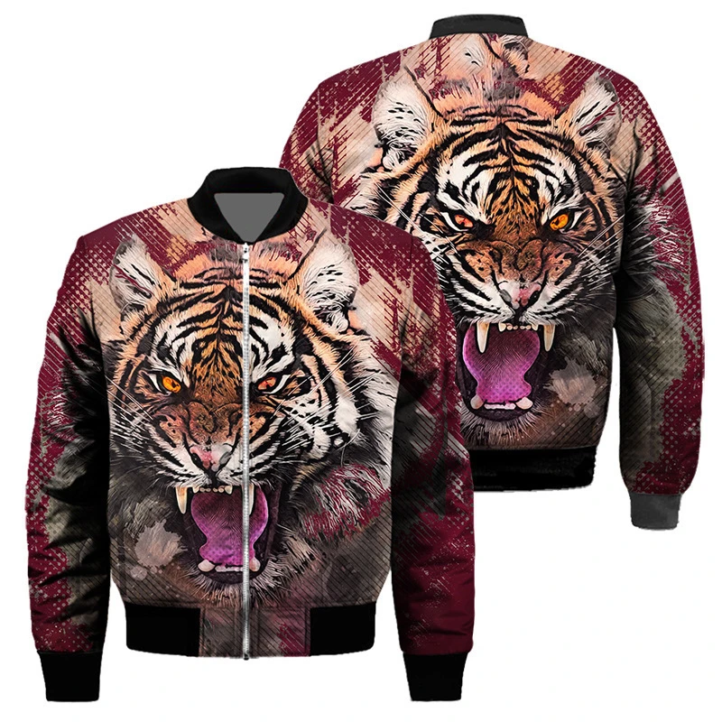 Tiger Print Zipper Hoodies Sweatshirts 3D Printed Jackets For Men Women Clothing Casual Fashion Trendy Unisex Coat Jacket Tops