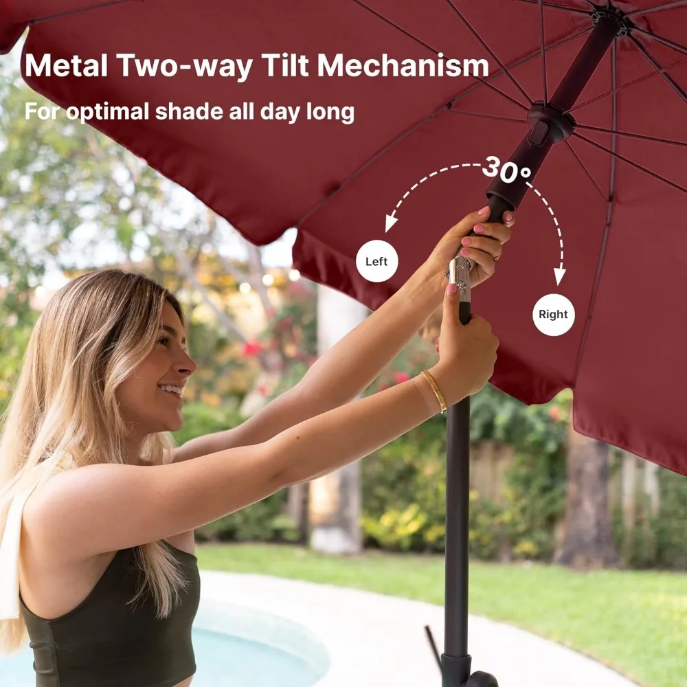 Patio Paraplu 6.5 Ft Markt Tafel Paraplu Tilt Stalen Paal Upf50 + Bescherming, Ideaal Voor Buitentuin Achtertuin