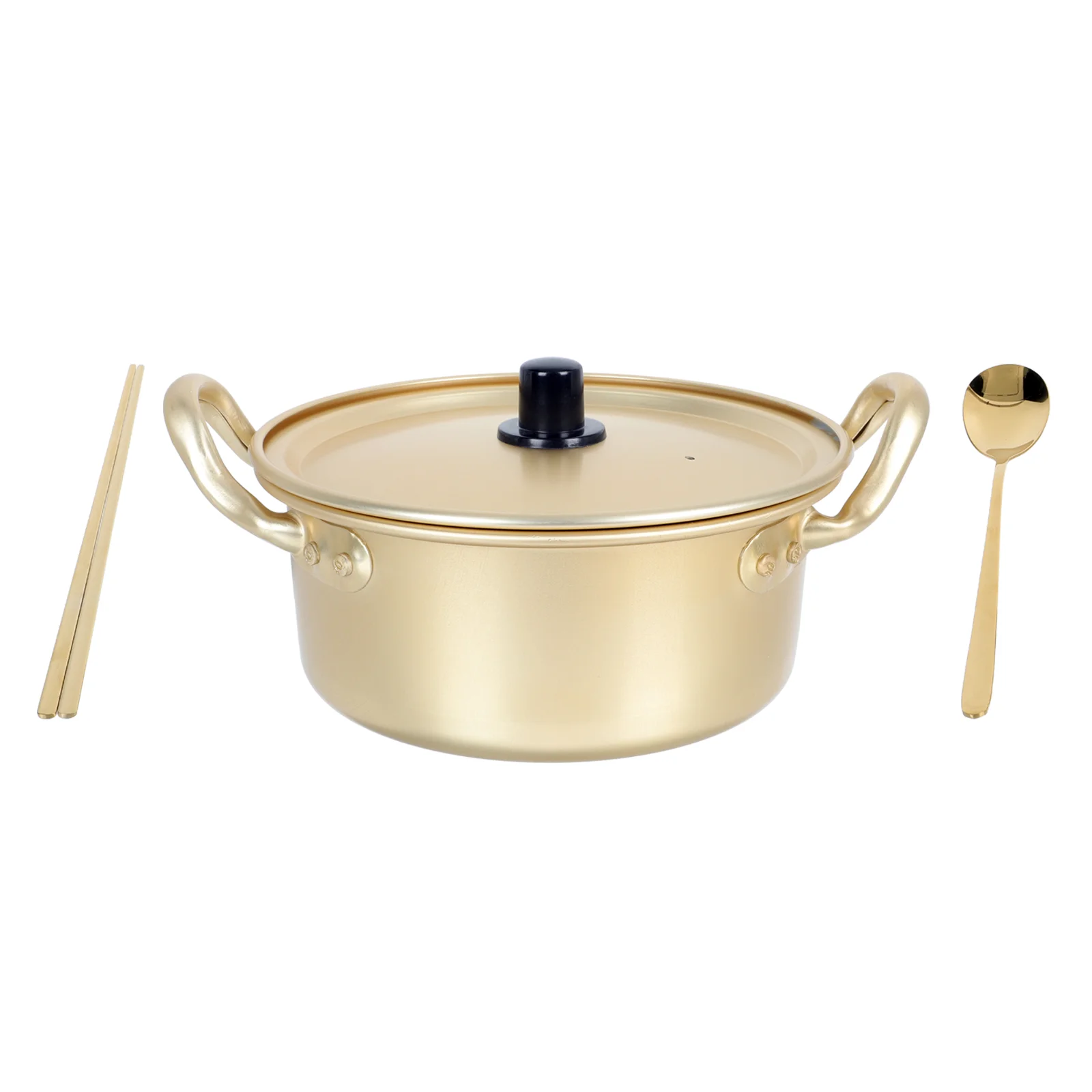 

Double Ears Noodle Pot Ramen Korean Binaural Stockpot Tableware Soup Portable Chopsticks