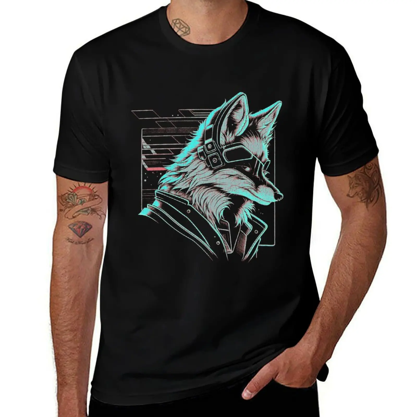 Retro Synthwave Fox T-Shirt graphic t shirts for man T-Shirt
