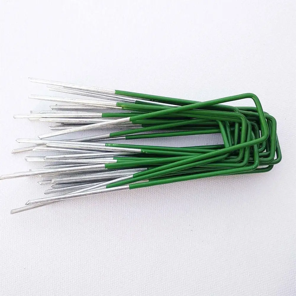 Gran oferta de herramientas, grapas para clavos, grapas en forma de U, 5,91x1,18x0,12 pulgadas, césped para jardín, 150x30x3mm, césped galvanizado