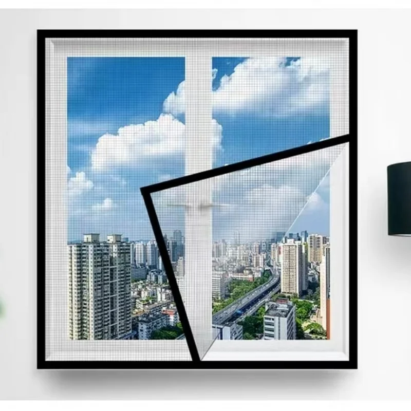 

Черная летняя москитная сетка на окно, сетчатая сетка от комаров, невидимая дверная штора, самоклеящаяся оконная сетка, размер на заказ