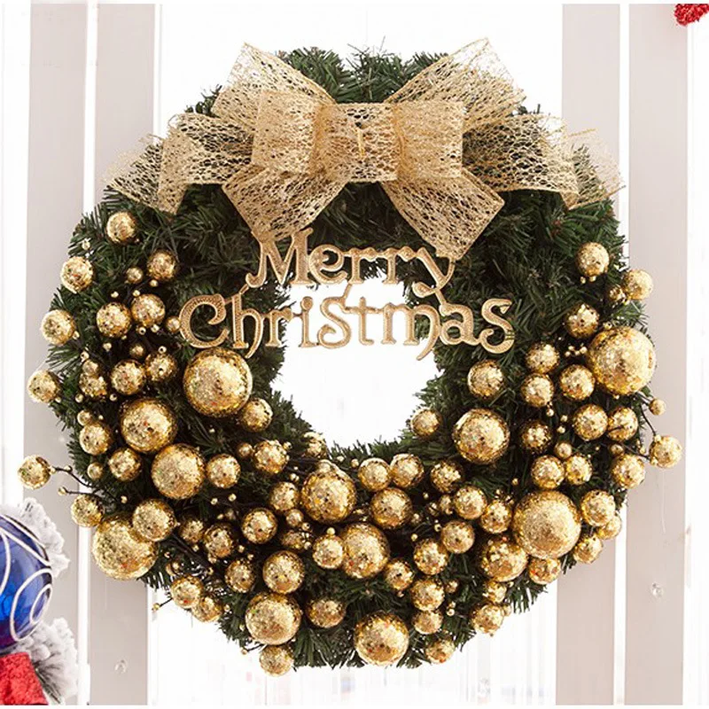 

Simulation Rattan Pine Needles Christmas Ball Wreath Door Hanging Shopping Mall Hotel Window for Christmas and Other Festivals