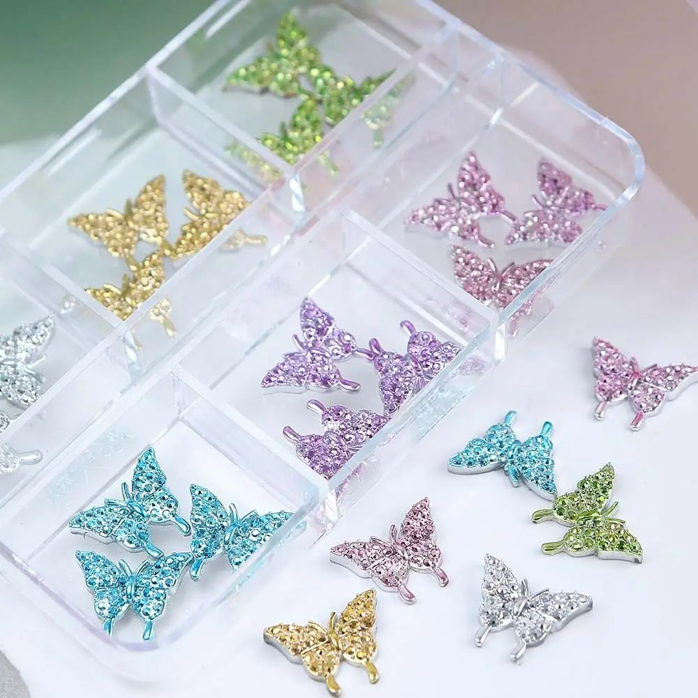 Metal Butterfly Butterfly Nail Decorations Resin Bow Tie Bowknot Nail Rhinestones Shiny 3D Nail Drills DIY Nail Charms