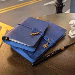 Potentate Watercolor Sketchbook 100% Cotton Natural Full Grain Cow Leather Loose Leaf Travel Blue Water Color Painting Paper
