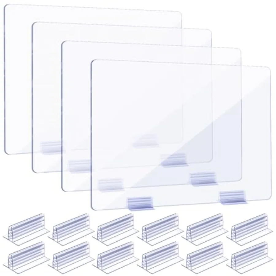 

Weysat 12 Pcs Counter Desk Acrylic Panels Holder and 4 Pcs Acrylic Desk Divider Partition for Business Office School 24 x 16 In
