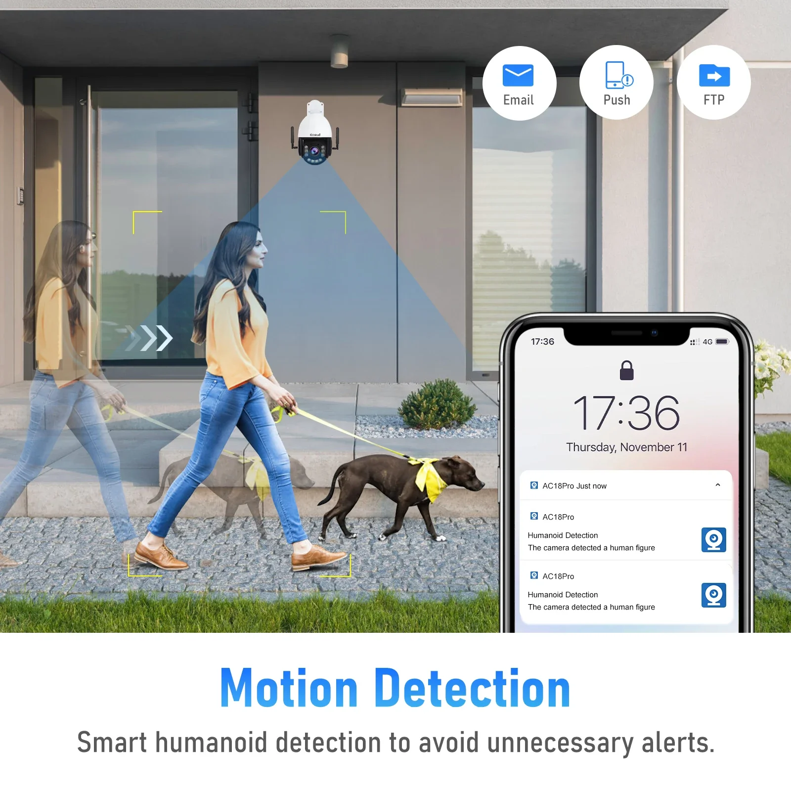 Cámara IP JideTech de 5MP con detección humana Versión de red 4G AU compatible con seguimiento automático