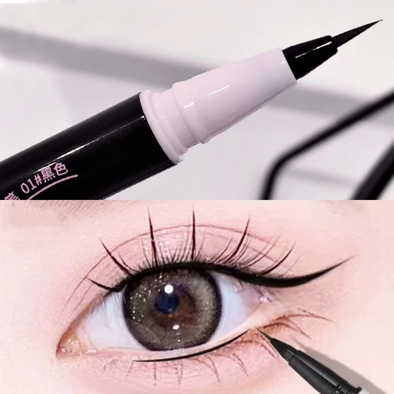 Smooth Ultra-Fine Eyeliner Pen Black Brown Waterproof Not Blooming Eyeliner Eyelash Pen Waterproof Fast Dry Eye Makeup for Women