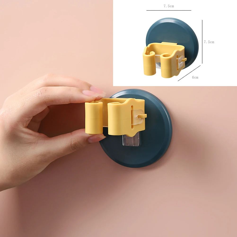 

3pcs Mop Broom Holder Suction Cup Clamp Kitchen Bathroom Balcony Anti Slip Roller Storage Organizer No Drilling Needed
