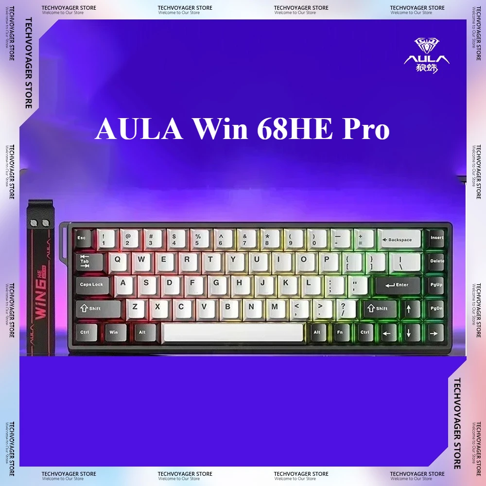 

Рекламные продукты AULA Win 68HE Pro, игровая клавиатура с магнитным переключателем, RGB 8k, проводная клавиатура с возможностью горячей замены, ПК, офисные подарки