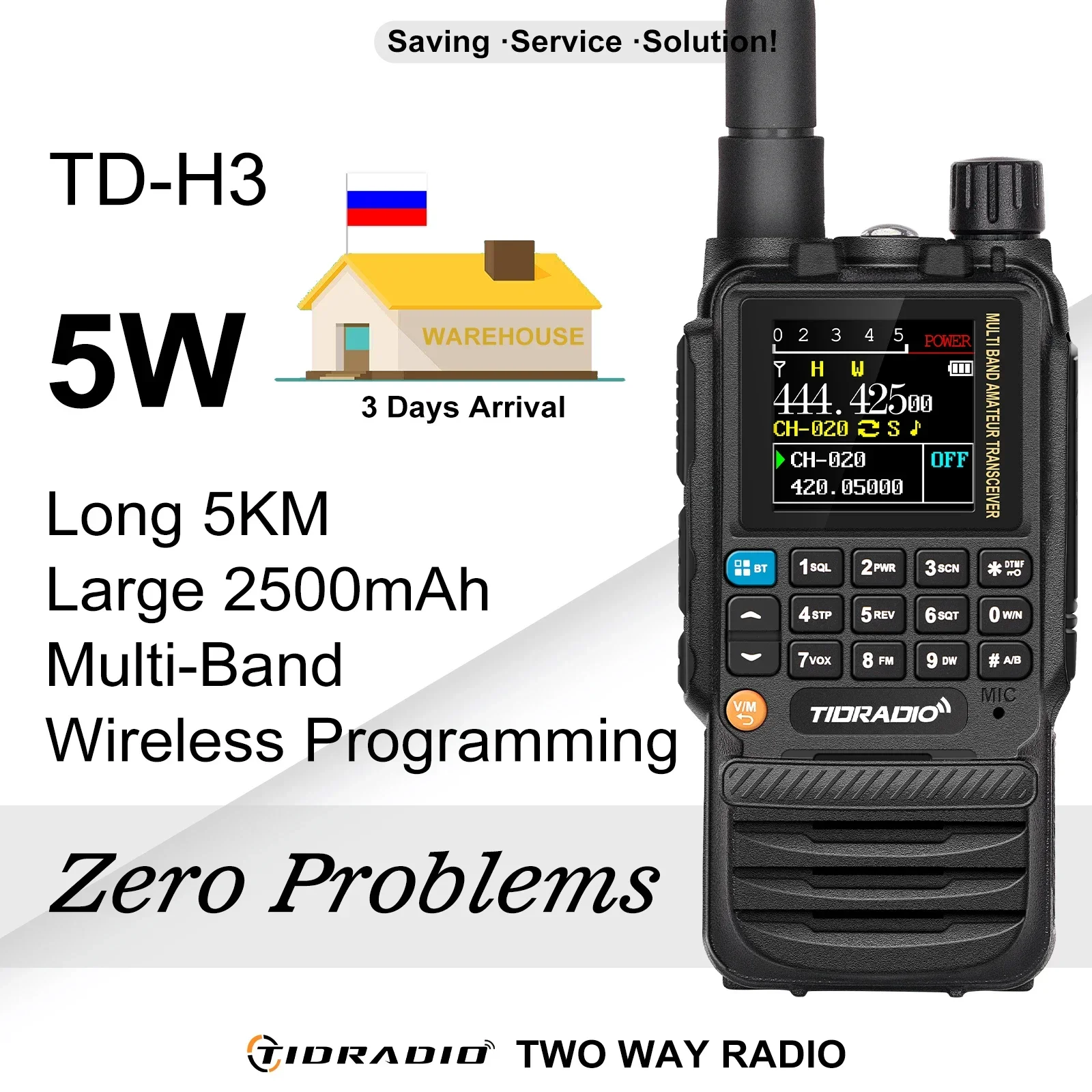 TIDRADIO H3 Multifunctional Walkie Talkie  Phone  Dual PTT Air Band Long Range Radio  APP USB Type-C Cable  Programming HAM