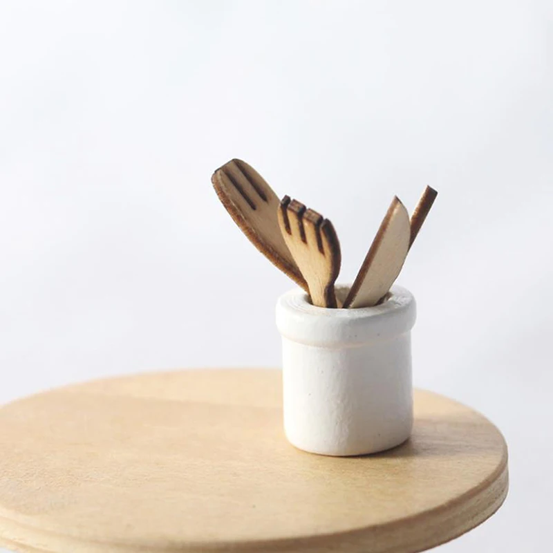 1 ensemble 1/12 maison de poupée Simulation Miniature spatule cuillère ensemble poupée maison ustensiles de cuisine décor maison de poupées semblant jouer jouets