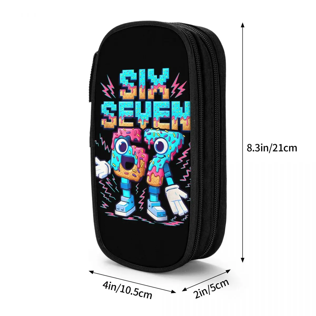 67 ستة سبعة 6-7 - مضحك الإيطالية Brainrot الآيس كريم بالتنقيط مقلمة صندوق رصاص فتاة مدرسة مقلمة منظم قرطاسية