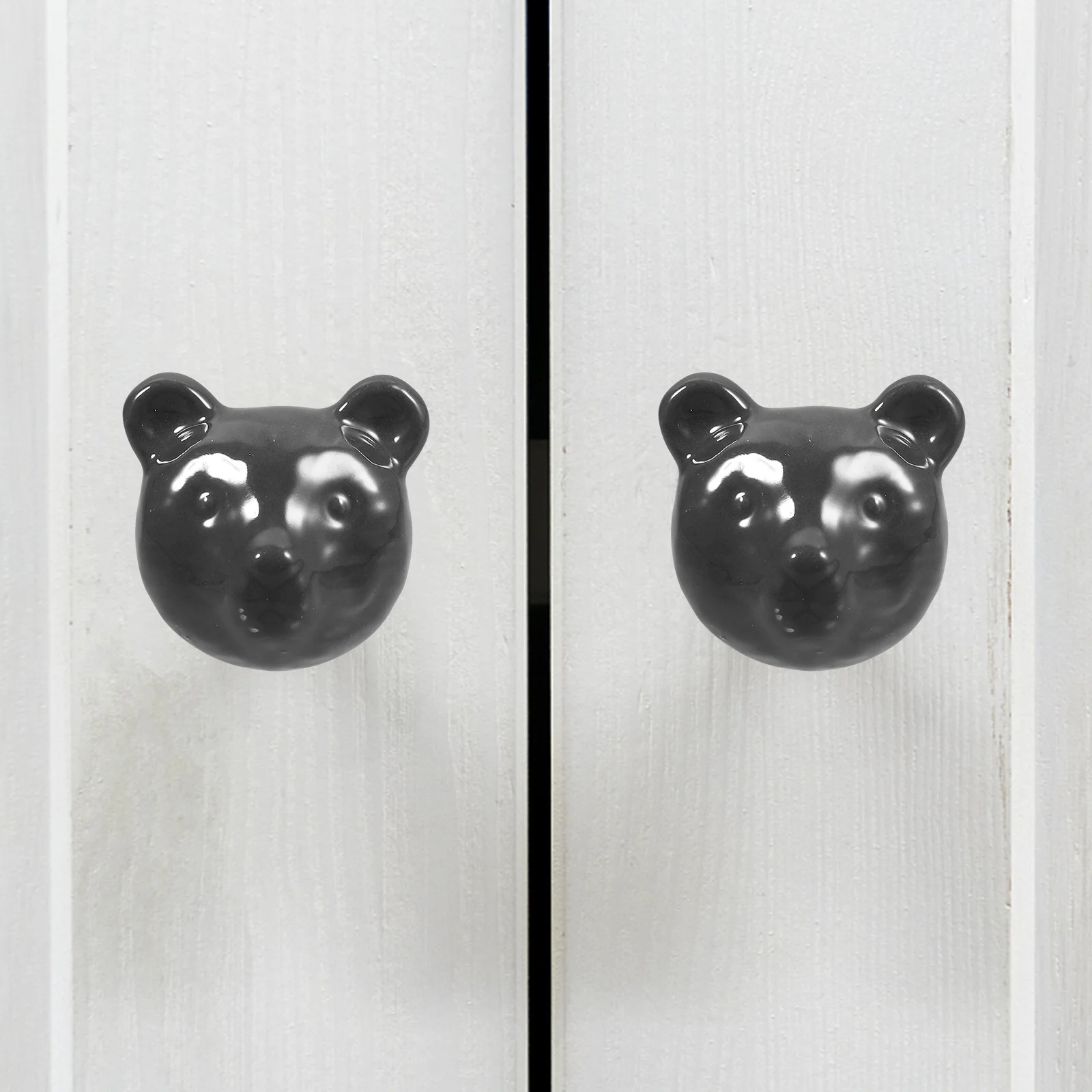 2Pcs Cartoon Ceramic Drawer Knobs Classical Pumpkin Style Beautiful Patterns for Wardrobe Chest of Drawers Grey Color