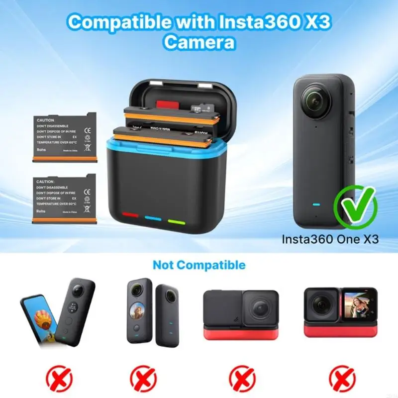 203A Battery Charging Case for 360 Camera USB PD3.0 2.0 Fast Box