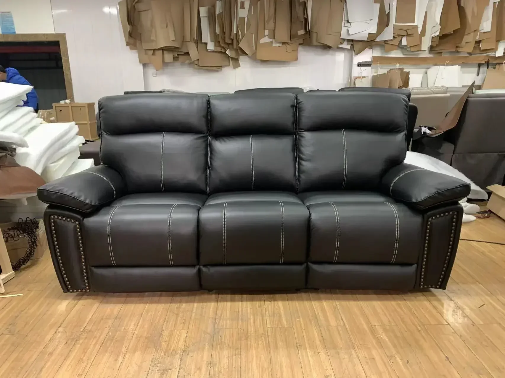 American Style Leather Sectional Home Furniture Set 3 Pieces Power Reclining Sofa Set Living Room Design living room furniture