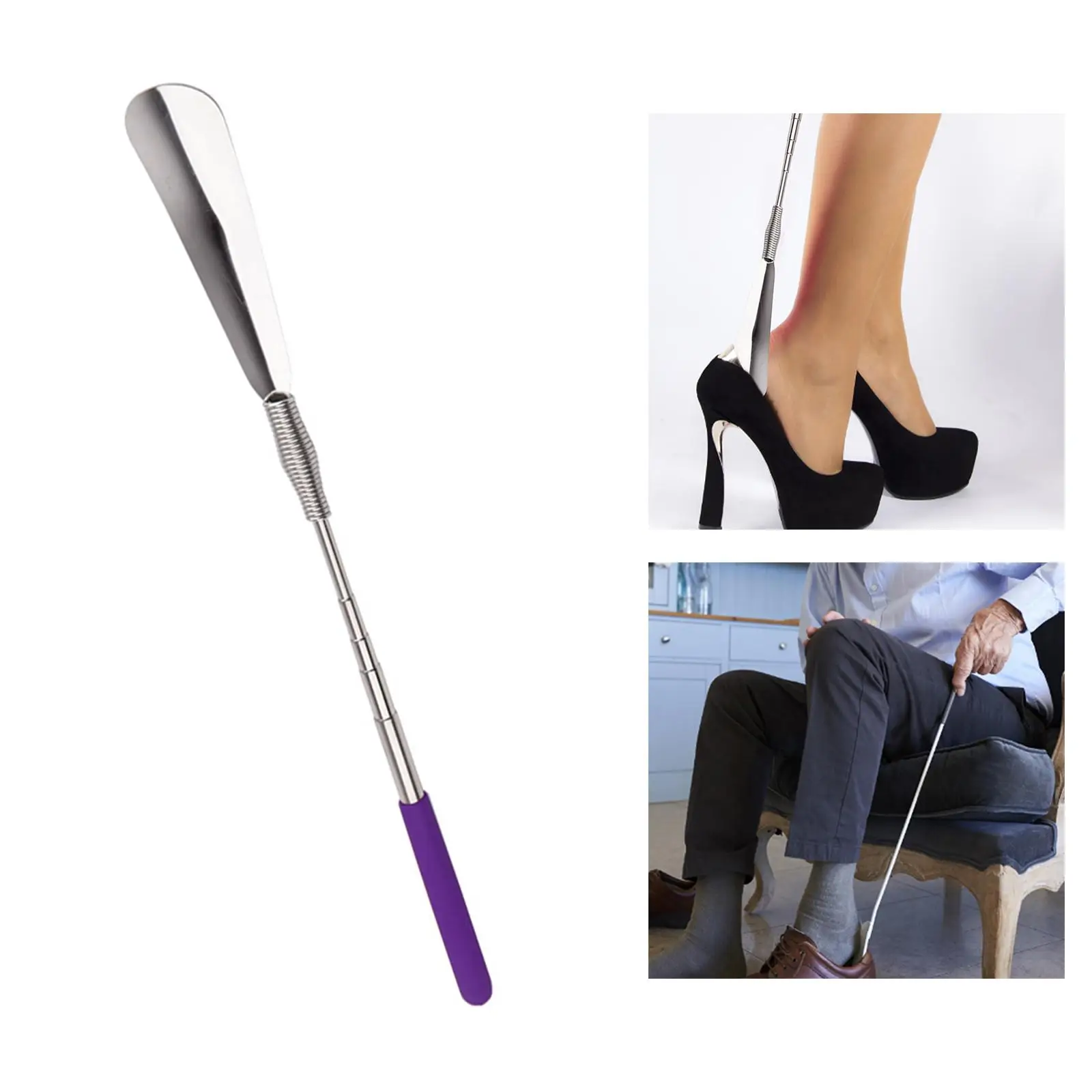 Telescopic Shoe, Professional Stainless Extended Adjustable Shoe for Seniors Kids Disabled Grandparents view 2