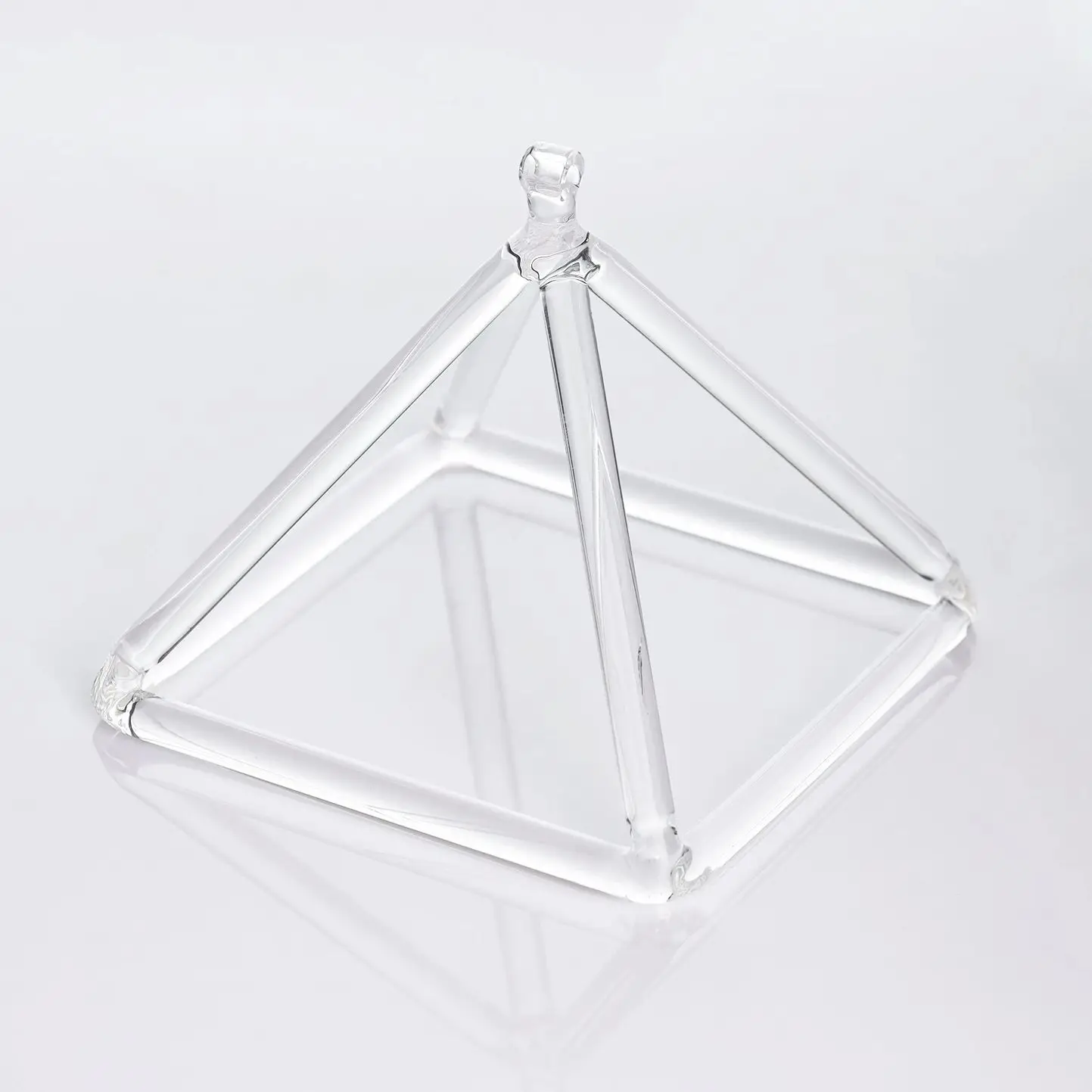 Hye-eun 11-16inch Clear Quartz Crystal Singing Pyramid with Bag and Suedce Stick for Musical Sound Healing Bowl Instrument