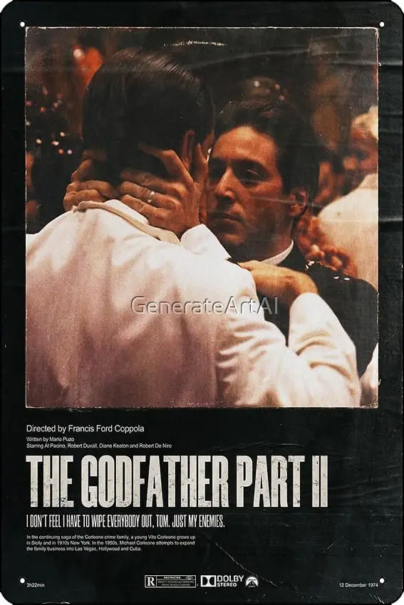 The Godfather Part II Vintage Movie Poster Metal Tin Sign Plaque Man Cave Wall 8x12 Inch Wall Art Decoration 1pc sign sign