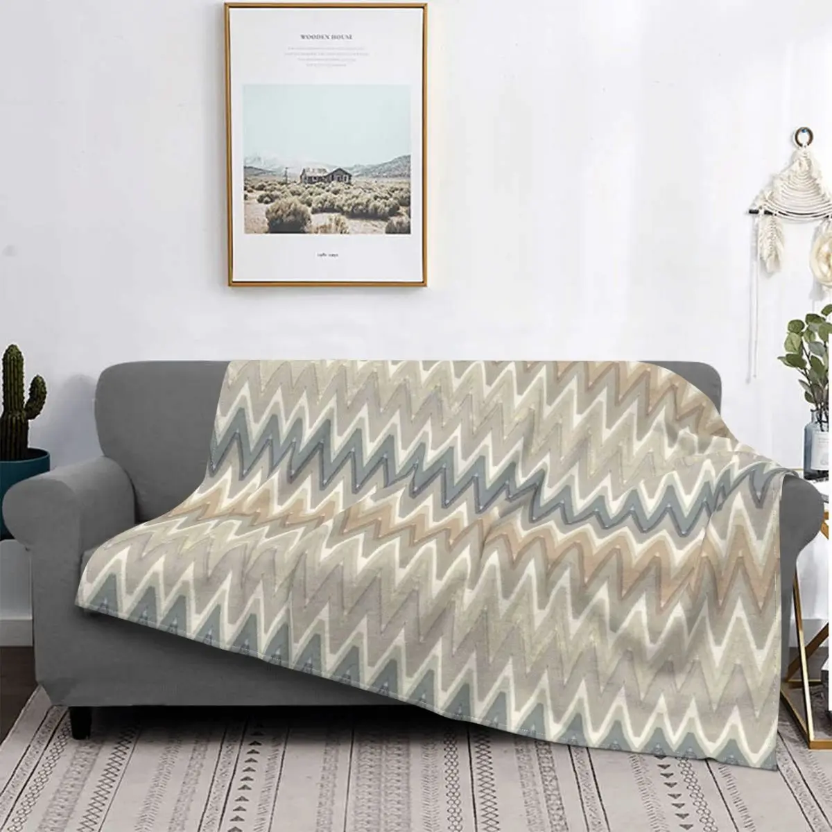 

Ultra-Soft Plaid Fleece Camouflage Zigzag Throw Blanket Warm Flannel Bohemian Geometric Blankets for Bed Office Sofa Quilt