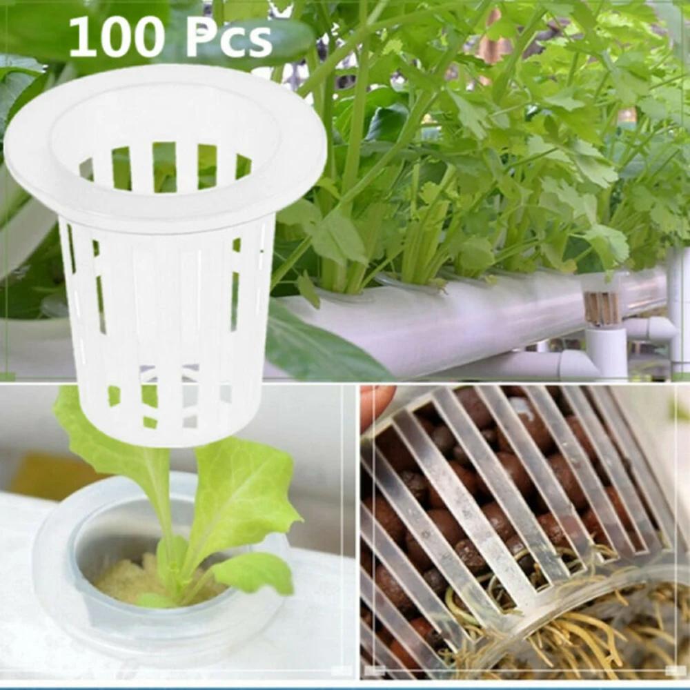 100Pcs Plastic Vegetable Net Cups Slotted Mesh Soilless Culture Vegetables Pots Hydroponic Equipment Deepening Planting Basket