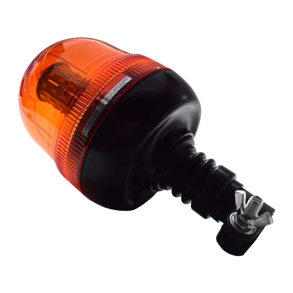 12V/24V Dual Voltage LED Strobe Beacon - 360° Rotating Amber Warning Light for Trucks, Trailers & Marine Vehicles