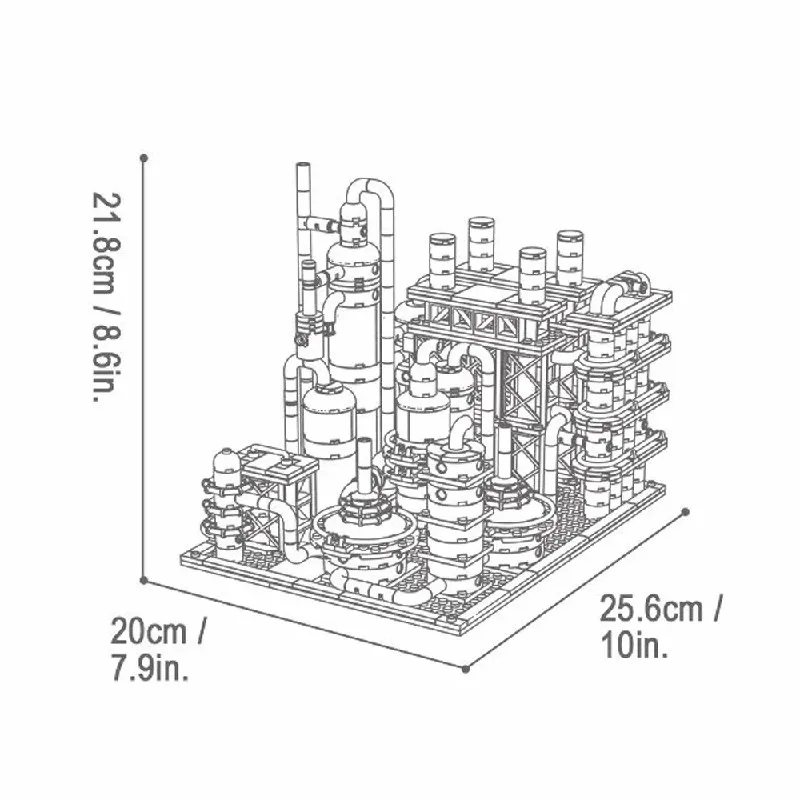666PCS Petroleum Techniek Bouwstenen Stad Modulair Gebouw Assemblagemodel Bouwstenen Speelgoed Jongens Kerstcadeau