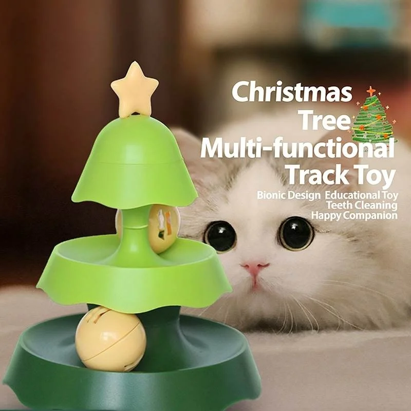 Christmas Gift Cat Carousel Track Toy Luminous Ball Ringing Bell Self Play Anti Boredom Soothing Multi Functional Indoor Toy
