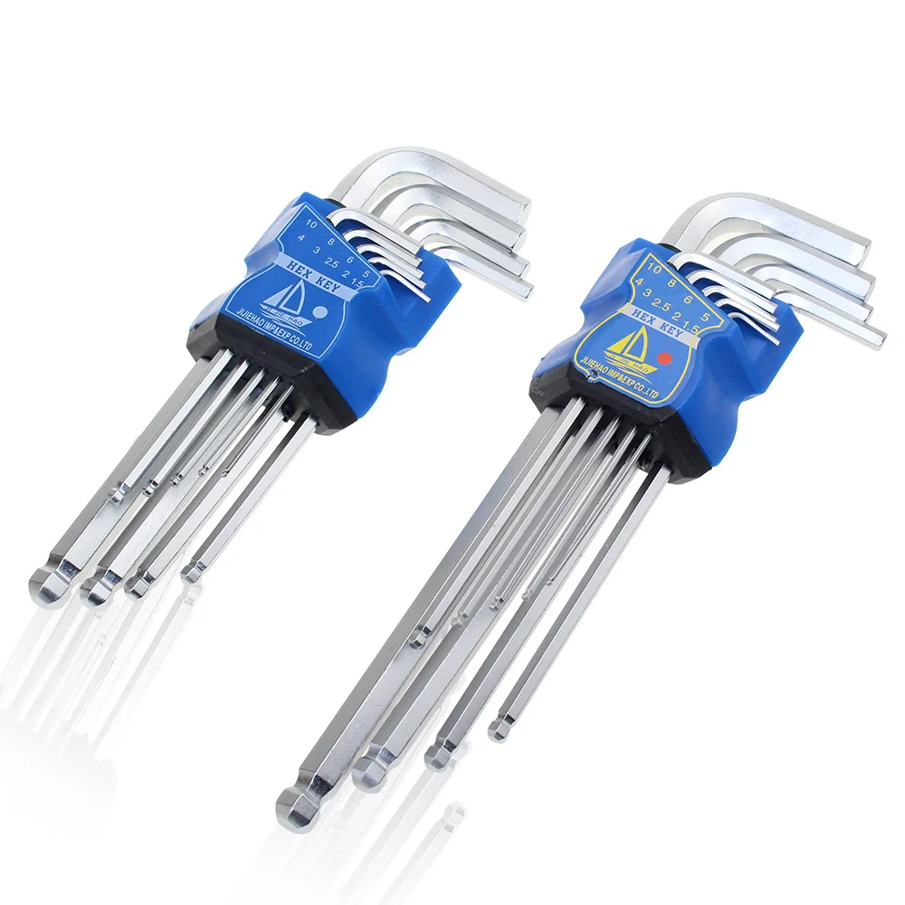 2025 جديد رائجة البيع ألين وجع عرافة مفتاح 9 قطعة مجموعة متري SAE القياسية قصيرة الذراع الطويلة CRV الصلب للدراجات النارية أدوات إصلاح #2